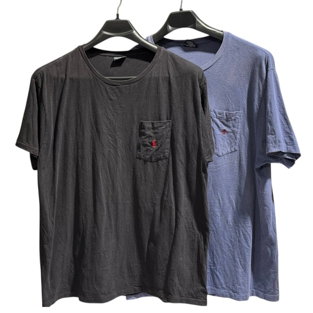 Vintage Lot Of 2 Polo Ralph Lauren Single Stitch Pocket T-Shirt Men’s XL